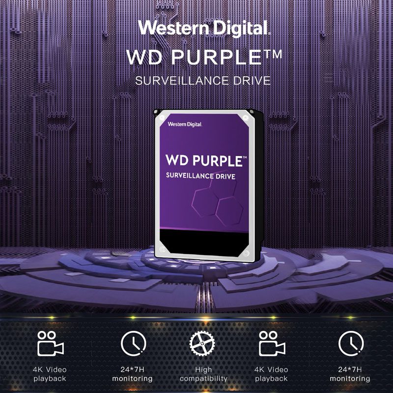 Disque dur interne Western Digital Purple Surveillance HDD 8To 6Gb/s 3.5''  - (Prix en fcfa)