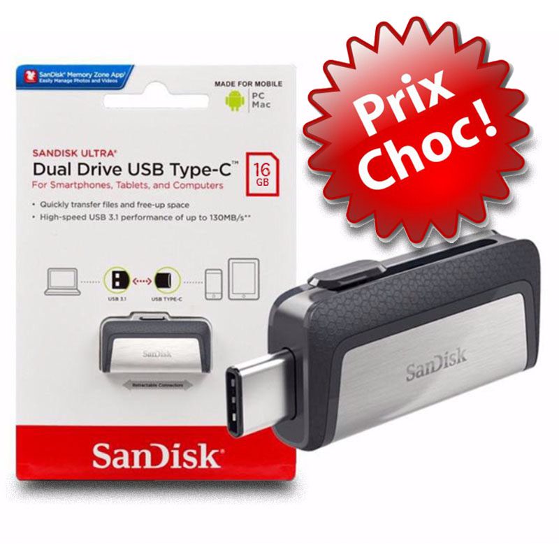 SanDisk USB Drive Type-C - Clé USB 3.1 Type-C 16 Go