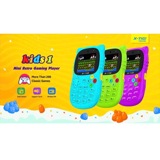 X Tigi Téléphone Pour Enfants - KIDS 1 - Dual SIM - 2 Pouces - Bluetooth -  Caméra - Plus 200 Jeux - Vert - Prix pas cher