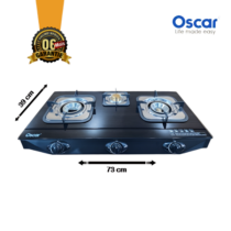 Plaque à gaz inox Oscar - Verre Trempé - 3 feux - OSC-403 - Automatique