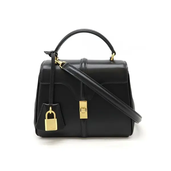 Sac à main Céline noir en cuir, vue de face