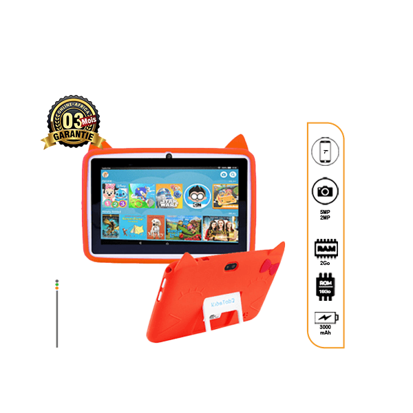 Tablette éducative Kids Tab 2 de face montrant l'écran de 7 pouces.