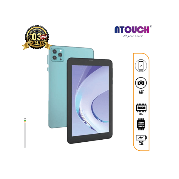 La vue de face et arrière de la Tablette enfant Atouch X18