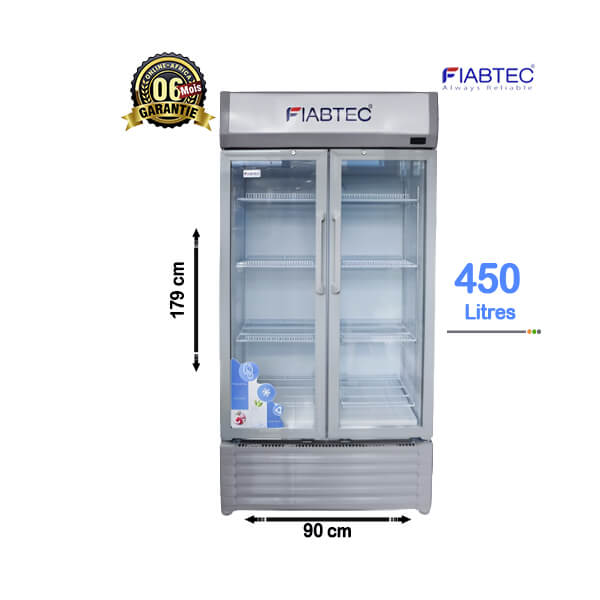 Réfrigérateur vitré FIABTEC 450L, idéal pour les commerces