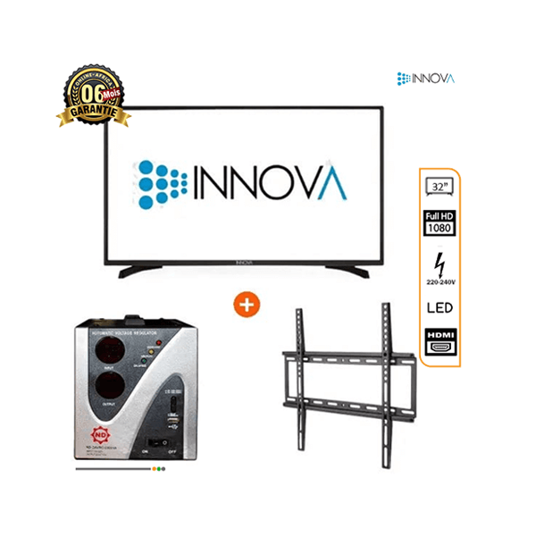 Pack TV analogique INNOVA 32"+ régulateur + Support mural - 6 mois