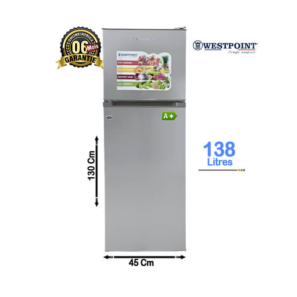Réfrigérateur Westpoint 138L - Vue d'ensemble, design élégant et moderne