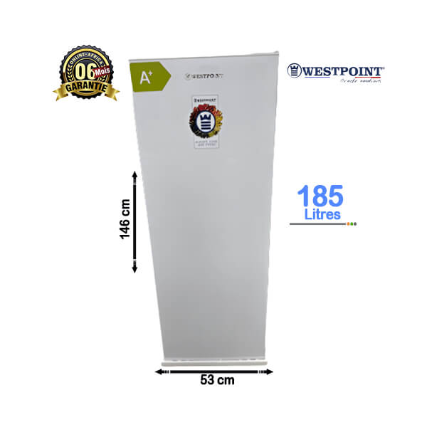Congélateur vertical Westpoint 185L - Vue de face, design compact.