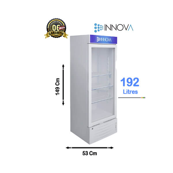 Réfrigérateur vitrine innova 192l, vue de face