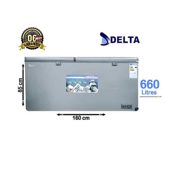 Congélateur coffre Delta 660L - Vue de face, design robuste et élégant
