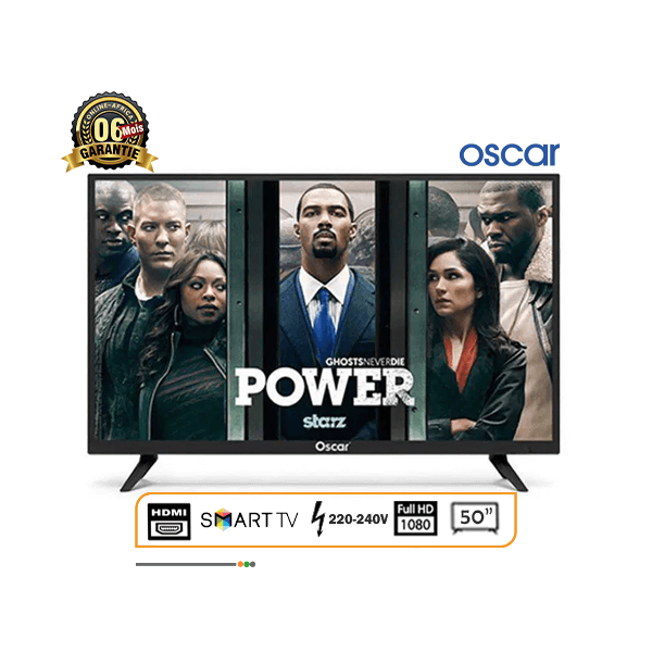 La smart TV Oscar de 50 pouces en vue de face