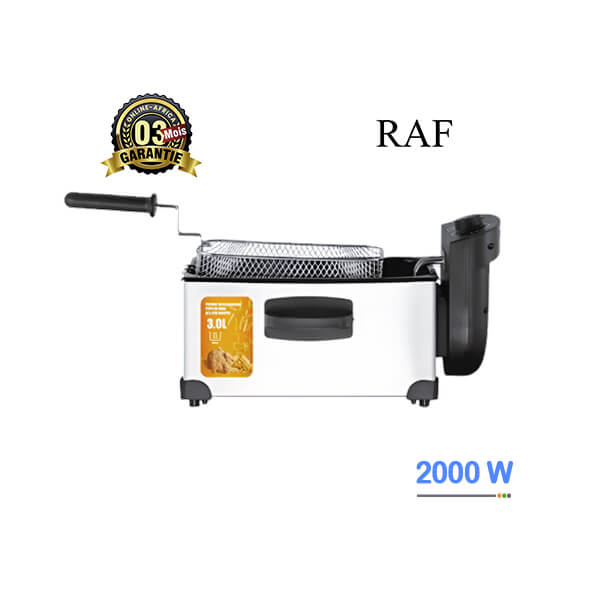 Friteuse Électrique RAF 2000W Vue de face, design compact et moderne