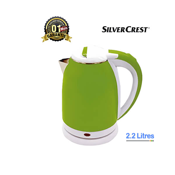 Bouilloire Silver Crest 2.2L Vue de face, design élégant en acier inoxydable