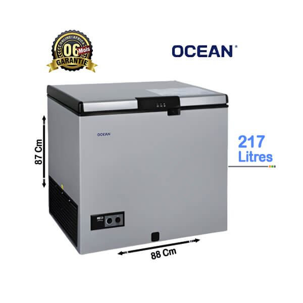 Congélateur Coffre OCEAN 217L Vue de face, design compact et spacieux