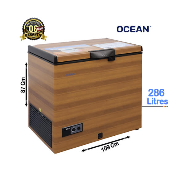 Congélateur Coffre OCEAN 286L Vue de face, design robuste et spacieux