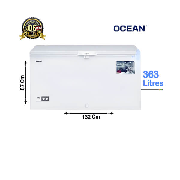 Congélateur Coffre OCEAN 363L Vue de face, design robuste et ultra spacieux