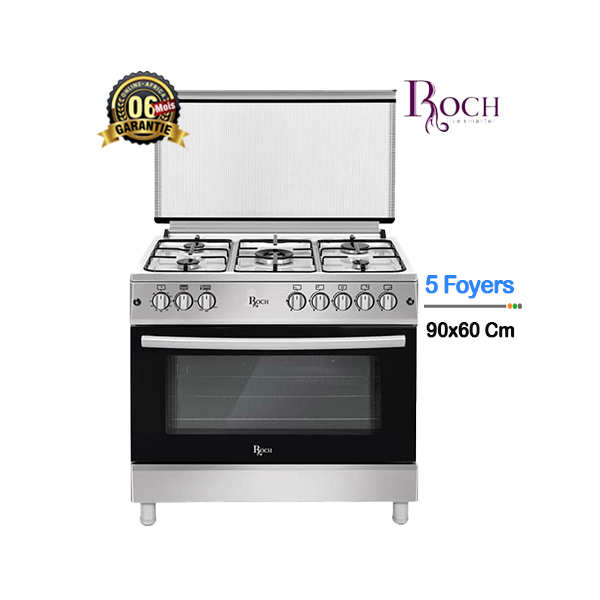 Cuisinière à gaz Roch 5 foyers Inox F9L50 G2-IL, vue d'ensemble