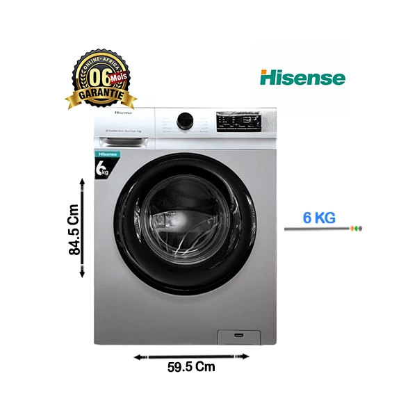 Machine à laver automatique hisense 6kg, vue de face.