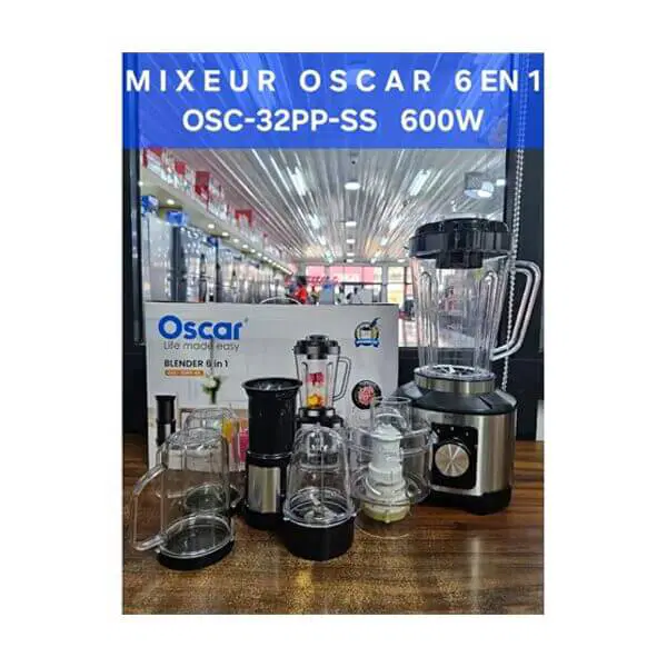 Mixeur Oscar 6 en 1 - OSC-32PP-SS - 600W - Noir 6 Mois
