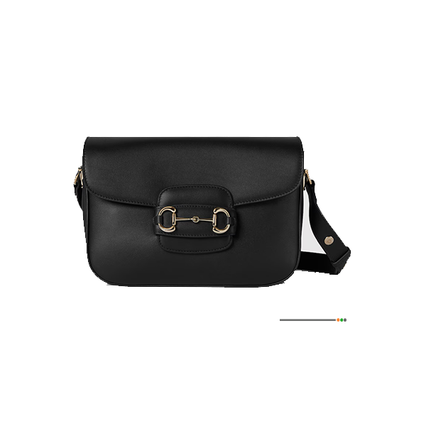 Sac à main Gucci Horsebit 1955 en cuir noir avec détails dorés