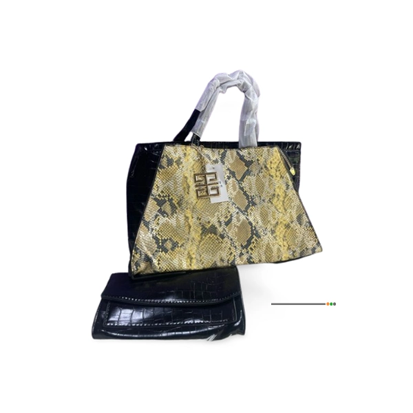 Sac à main femme en similicuir noir effet croco avec empiècement central imprimé python beige et marron, anse supérieure structurée