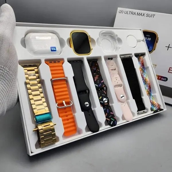 Montre connectée KW55 MAX - 7 Bracelets + Airpods Inclus - Chargeur à Induction