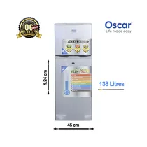 Réfrigérateur Oscar OSC-R165S 138L couleur argent avec porte fermée sur fond blanc